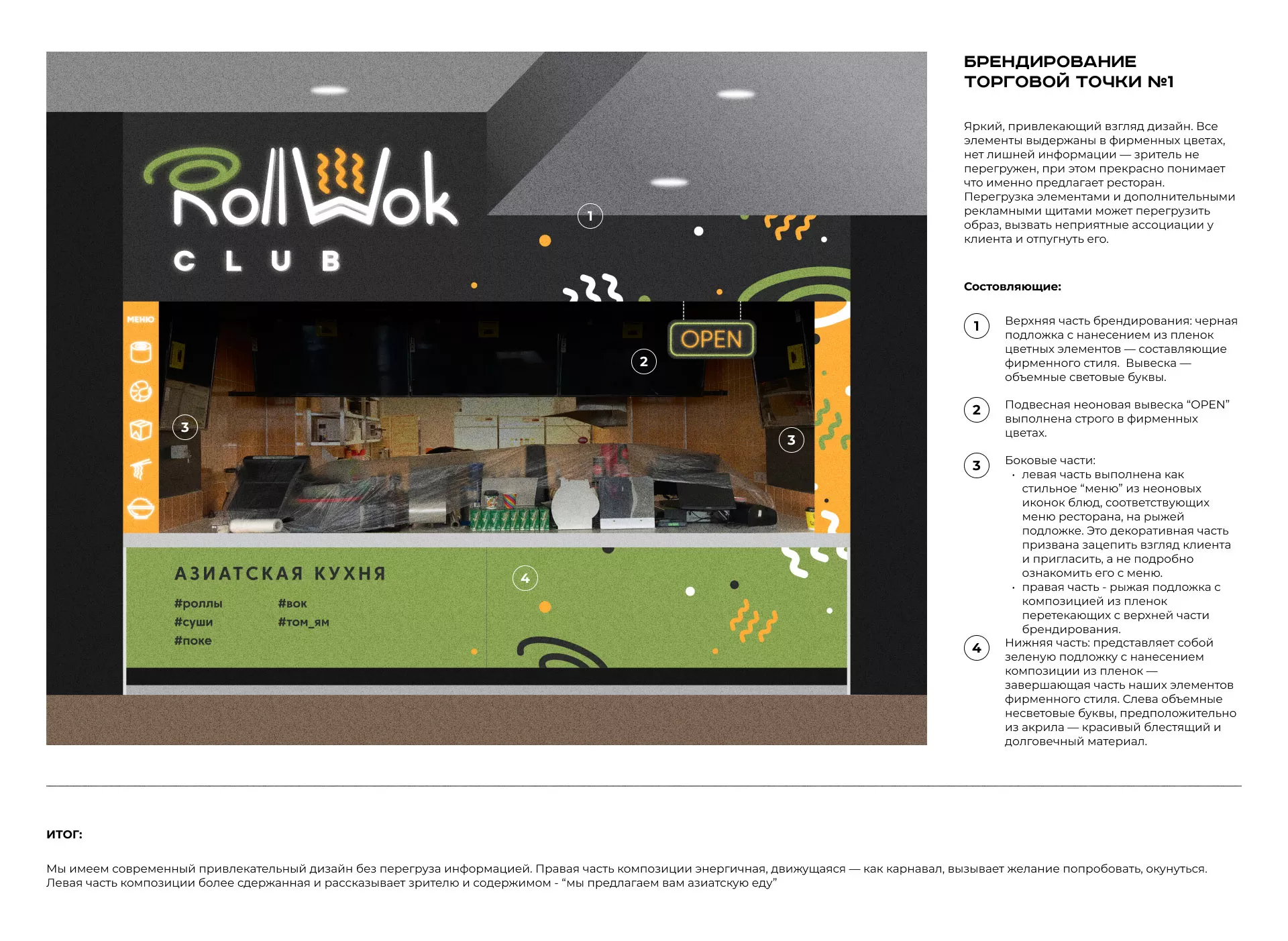 Брендирование торговых точек суши-бара «Roll Wok Club» в Кумертау