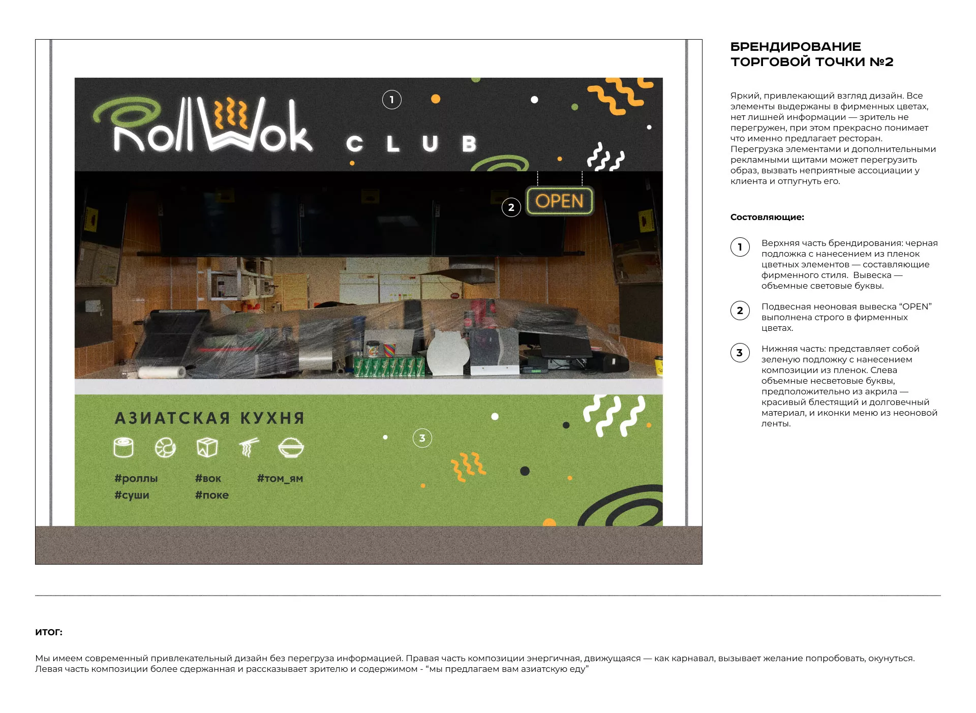 Брендирование торговых точек суши-бара «Roll Wok Club» в Кумертау